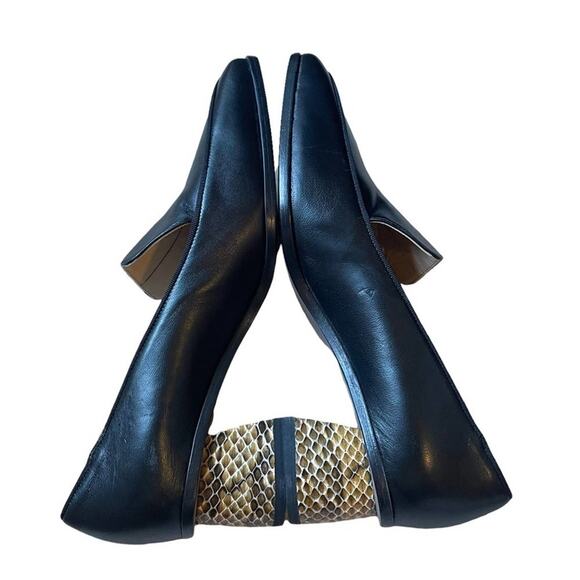 Lafayette 148 Lucia Black Leather Faux Snakeskin Chunky Heel Loafer Size 7 NWT - Picture 5 of 7